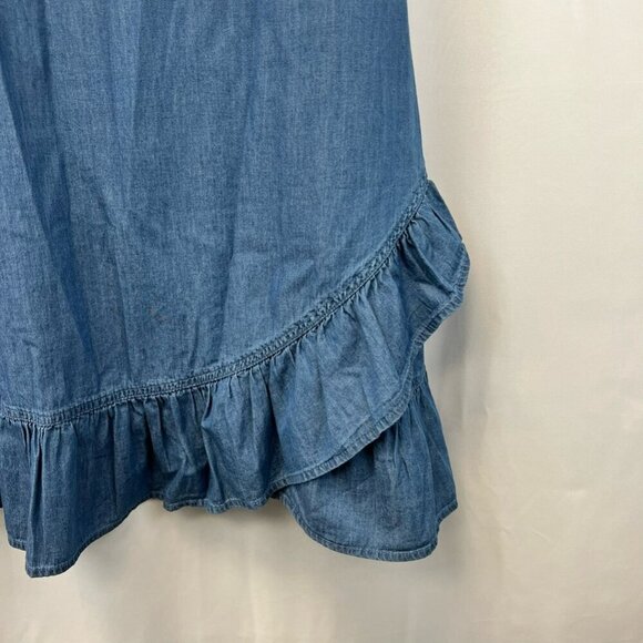 Draper James Womens Dress Blue Chambray Ruffle Knee Length Short Sleeve Size 2 - Picture 5 of 11